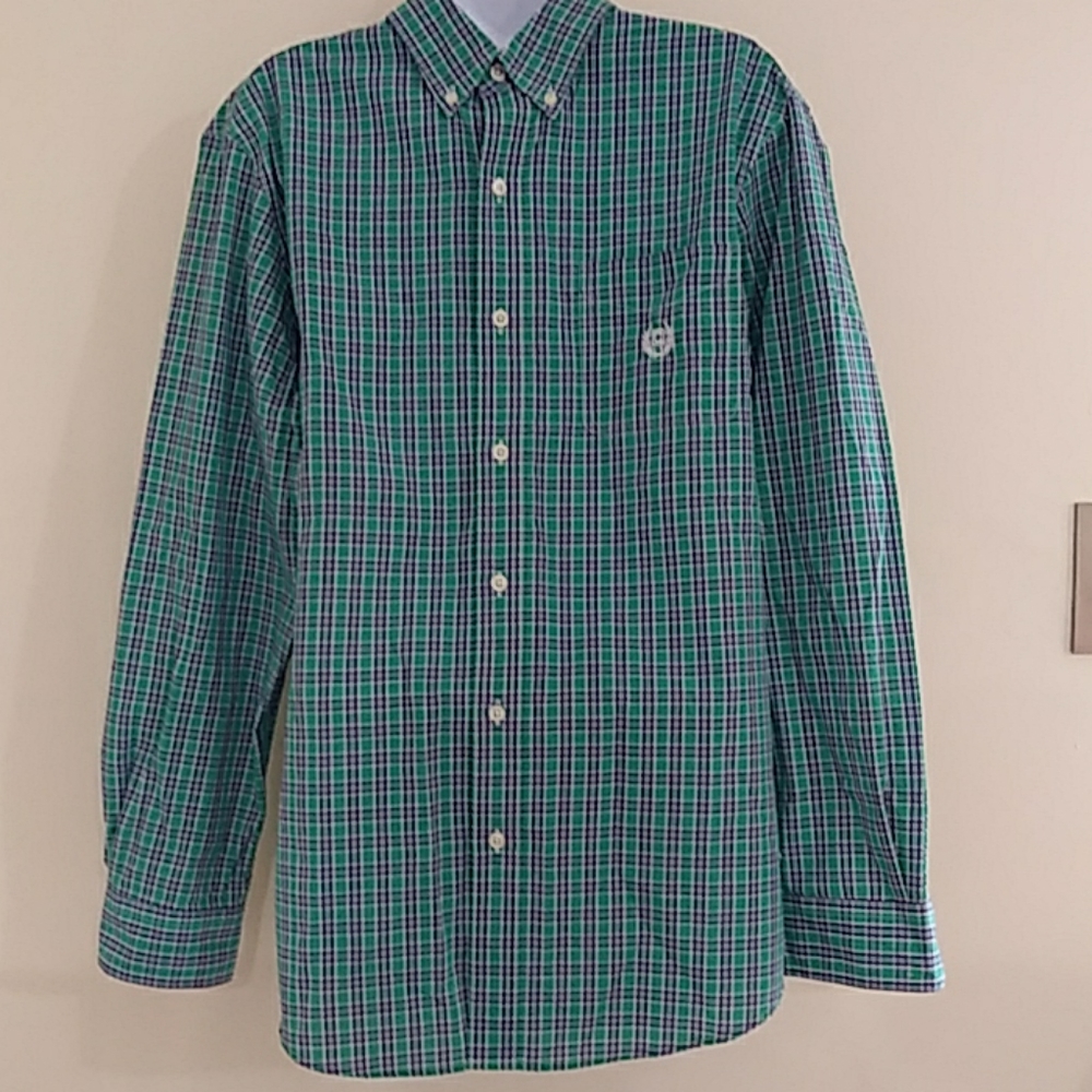 CHAPS EASY CARE Men Collard Long Sleeve Shirt Sz M